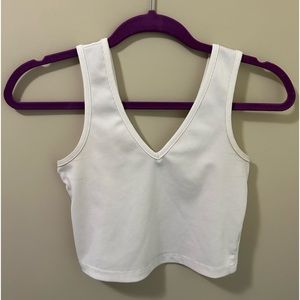White V-Neck Cropped Tank Top